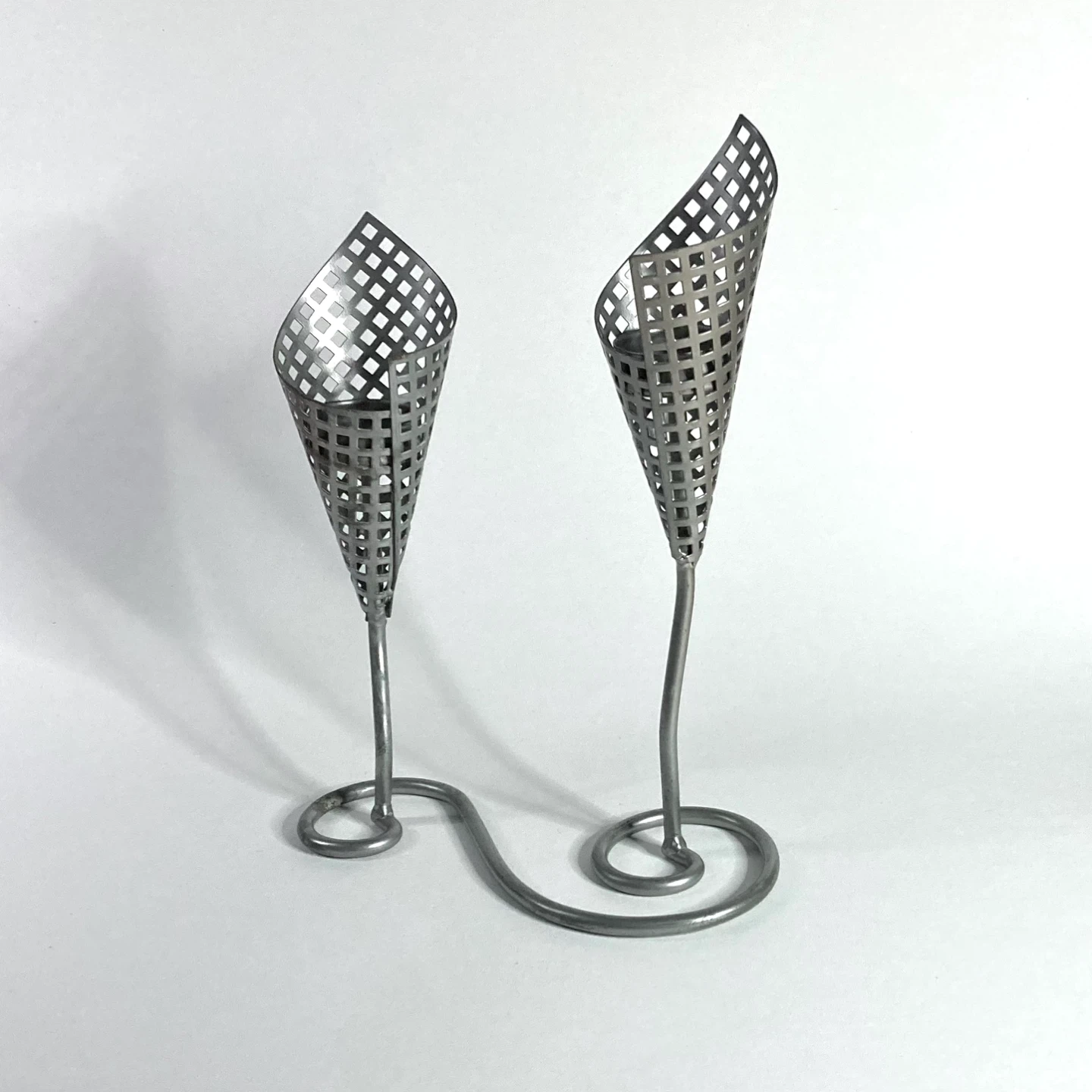 Vintage 1980s Postmodern Metal Candelabra