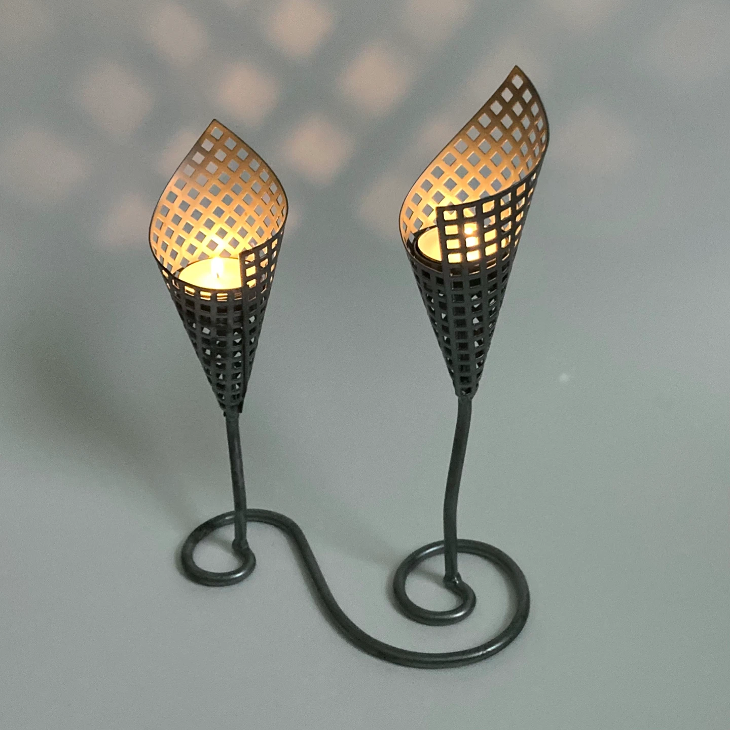 Vintage 1980s Postmodern Metal Candelabra - photo 5