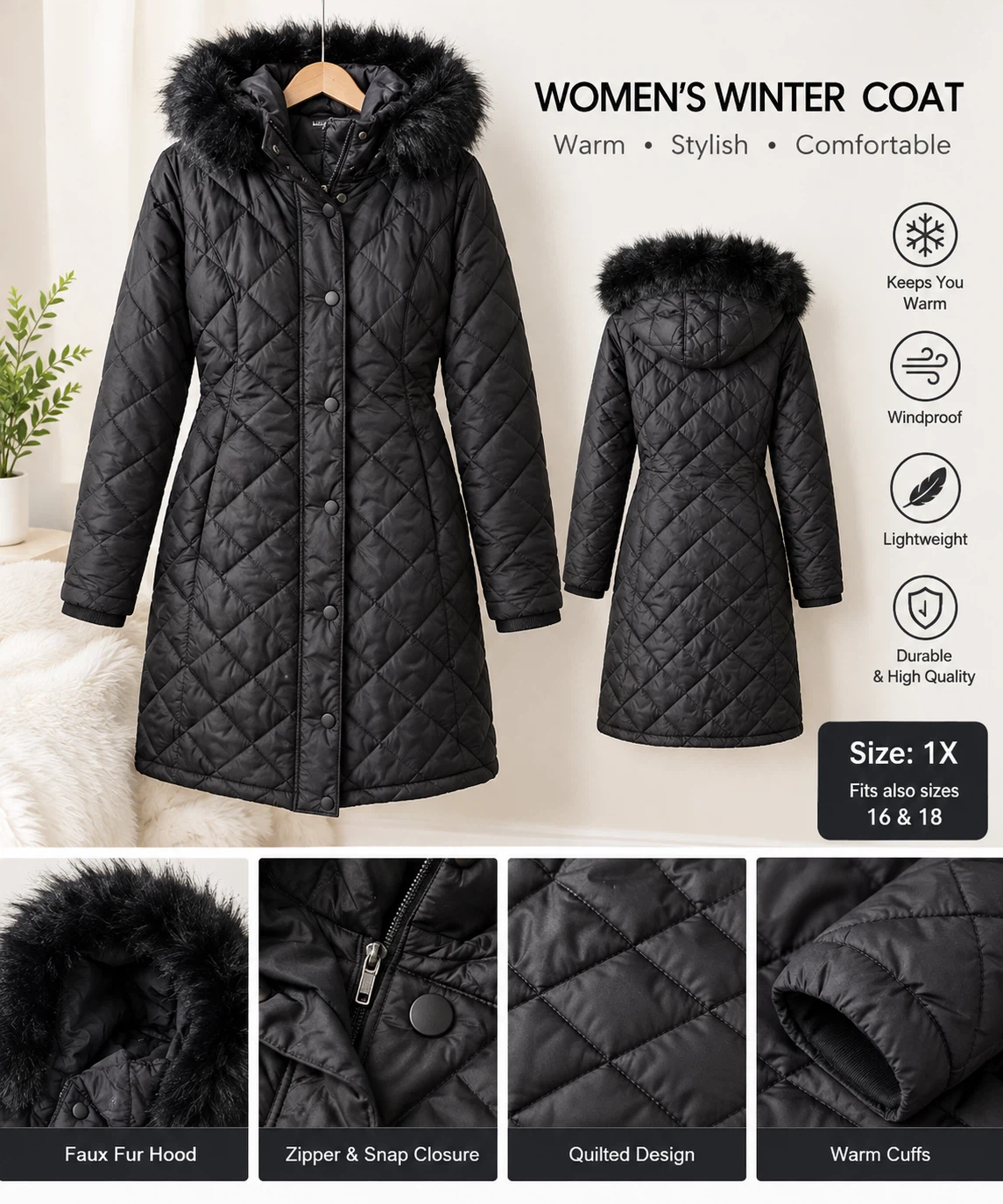 Women's Quilted Winter Coat