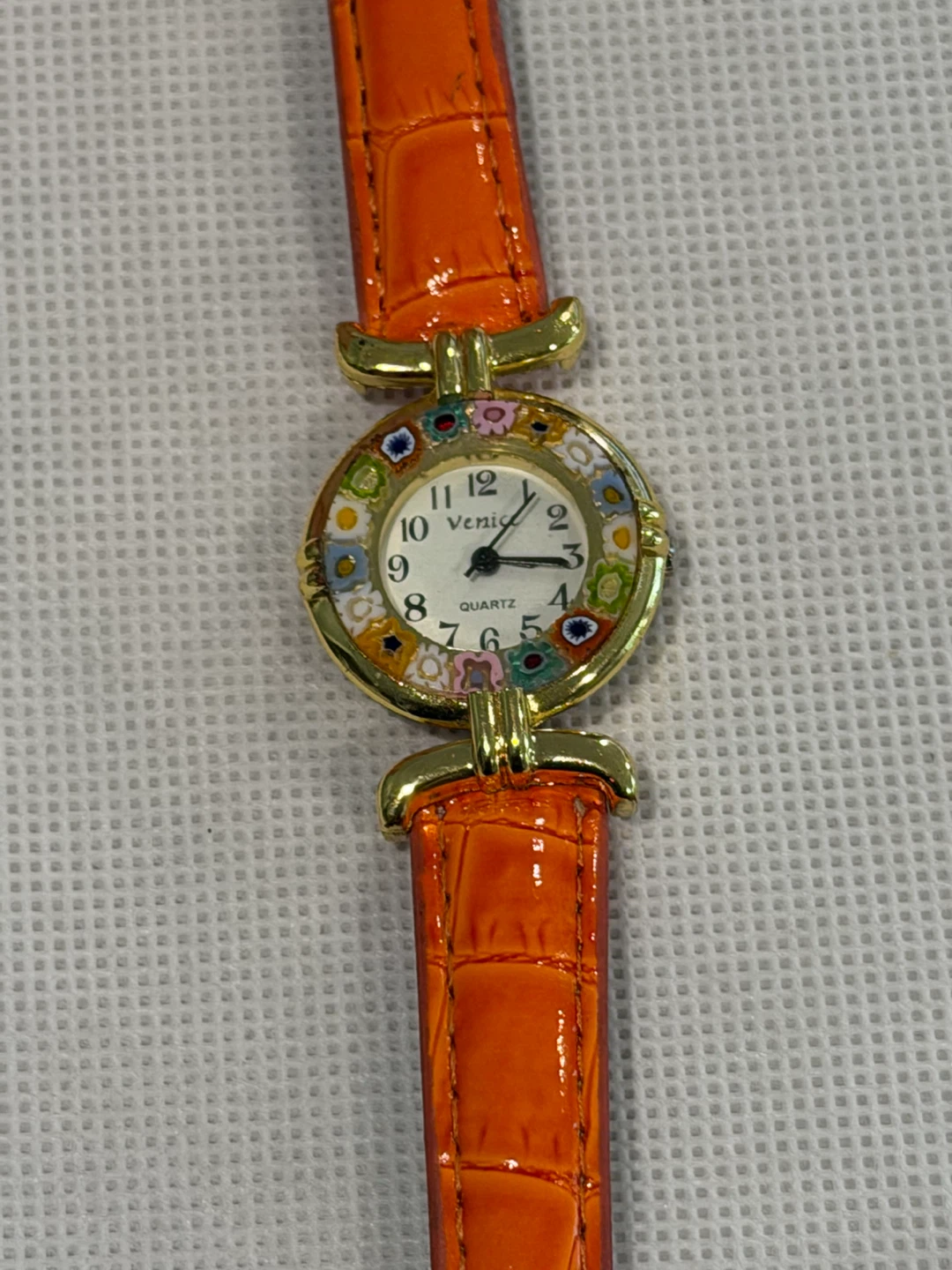 Venice Quartz Watch with Orange Strap new battery