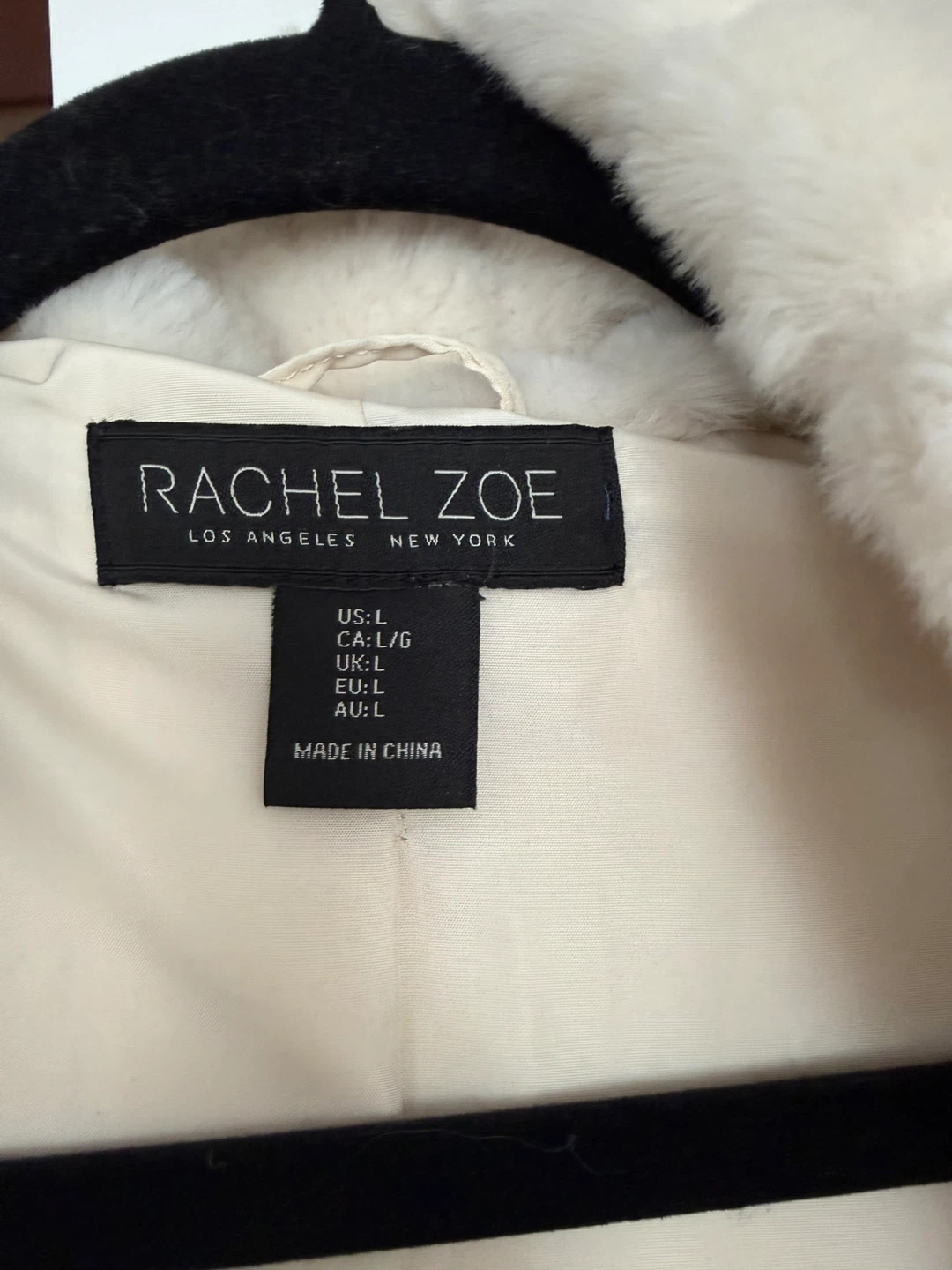 Rachel Zoe Cream Faux Fur Hooded Coat