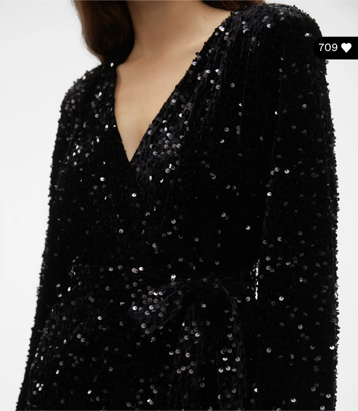 Vero Moda Black Sequin Wrap Party Dress Small BNWT - photo 2