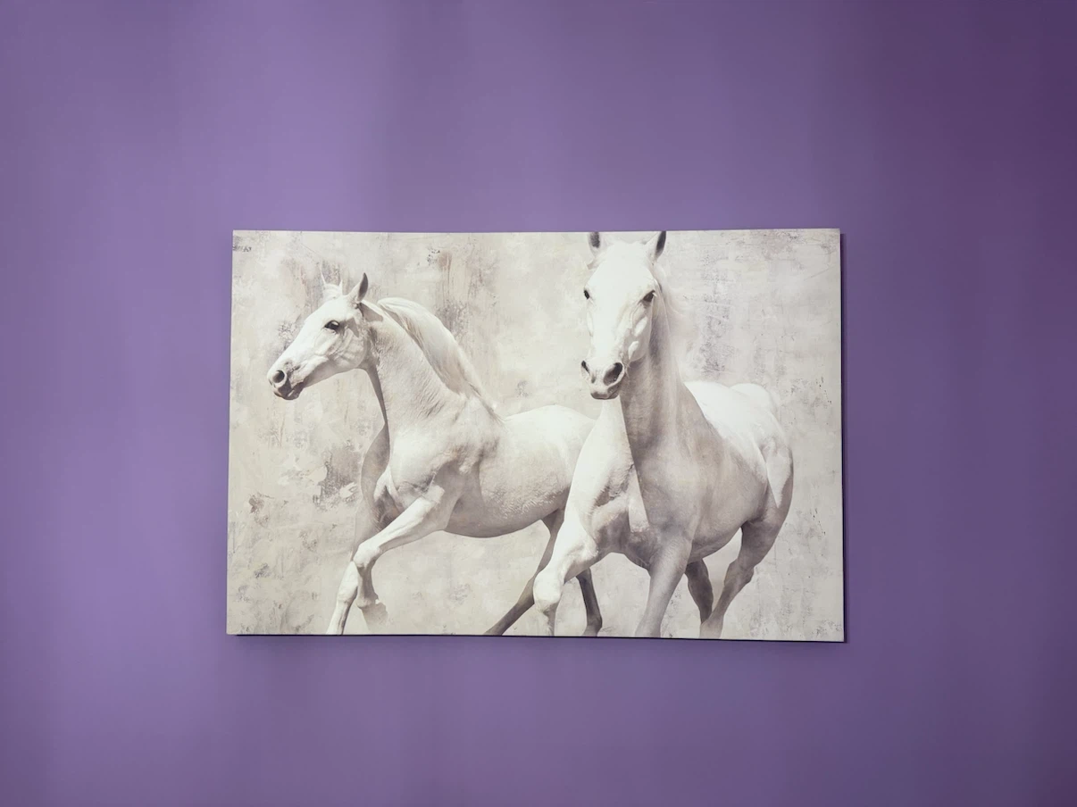 Large White Horses Canvas Wall Art