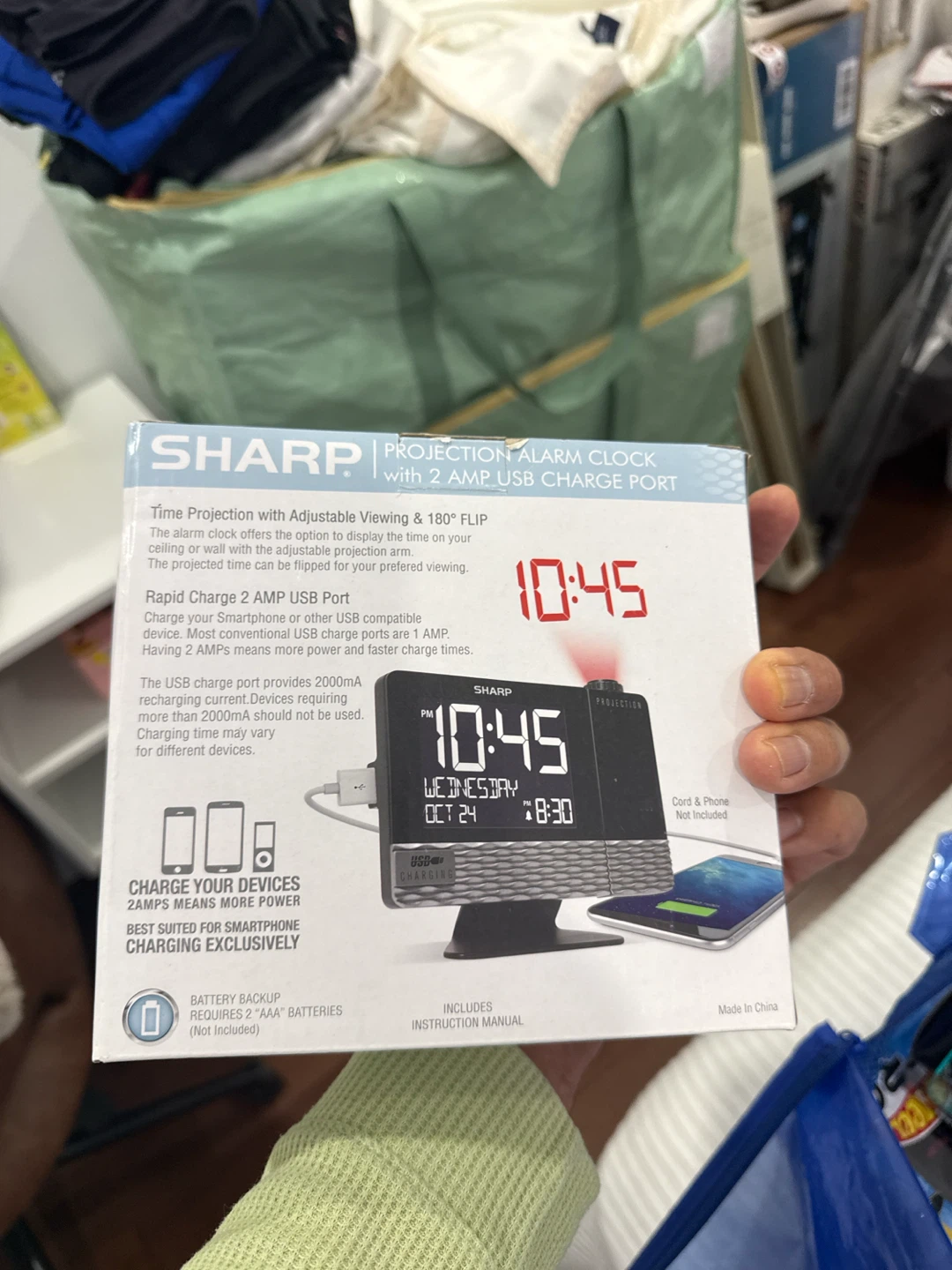 Sharp Projection Alarm Clock with USB Charge Port - photo 2