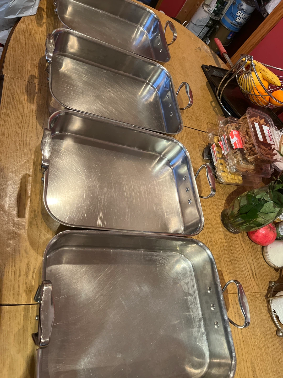 Set of 4 Stainless Steel Roasting Pans