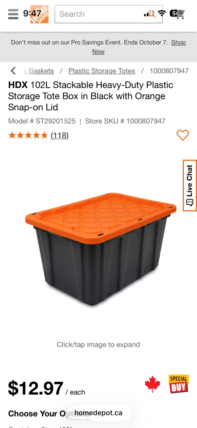 HDX 102L Heavy-Duty Plastic Storage Tote