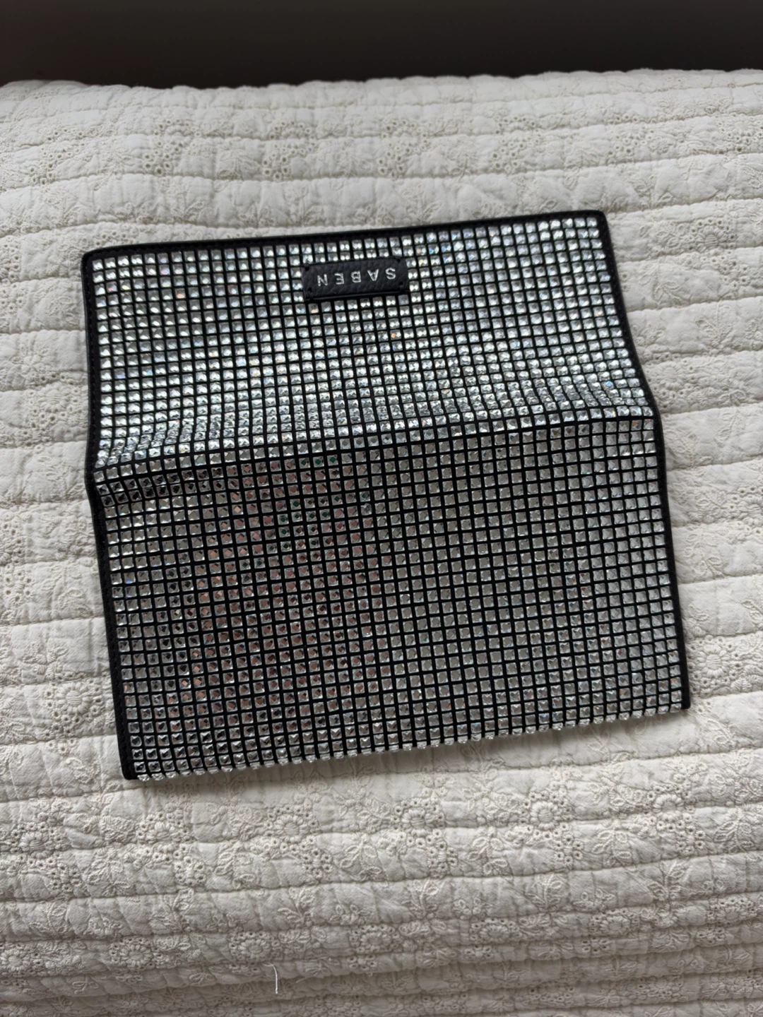 Saben Luxury Rhinestone Bag clutch Wallet Silver shiny NEW - photo 2