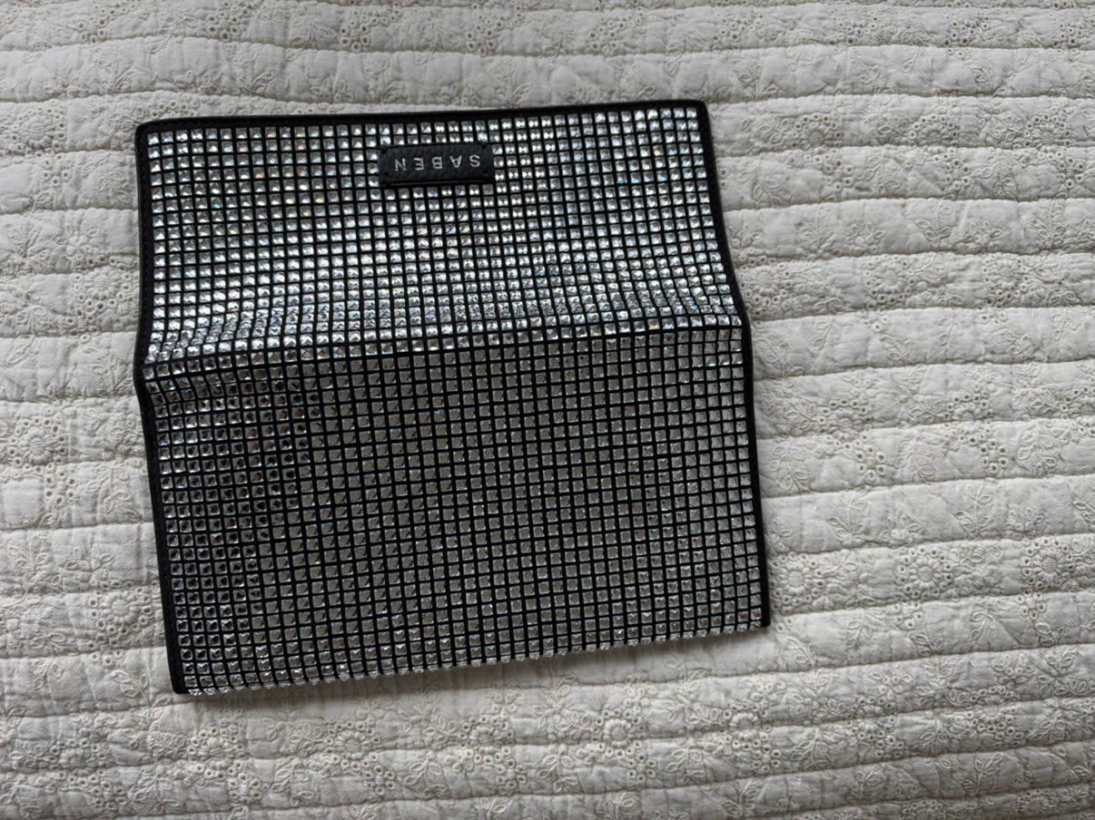 Saben Luxury Rhinestone Bag clutch Wallet Silver shiny NEW - photo 5