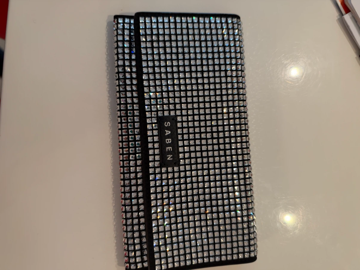 Saben Luxury Rhinestone Bag clutch Wallet Silver shiny NEW