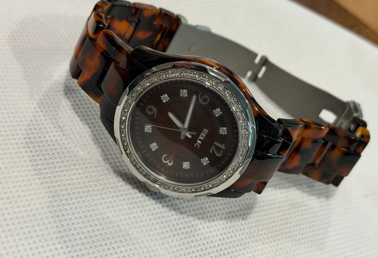 Relic Tortoiseshell Watch Model ZR11893 new battery