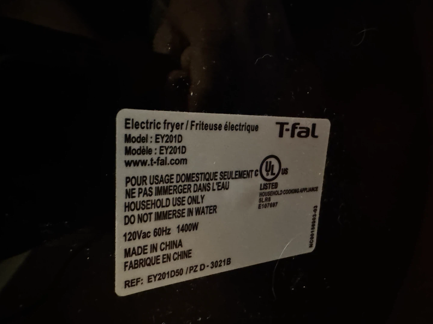 T-fal Electric Fryer EY201D - photo 4