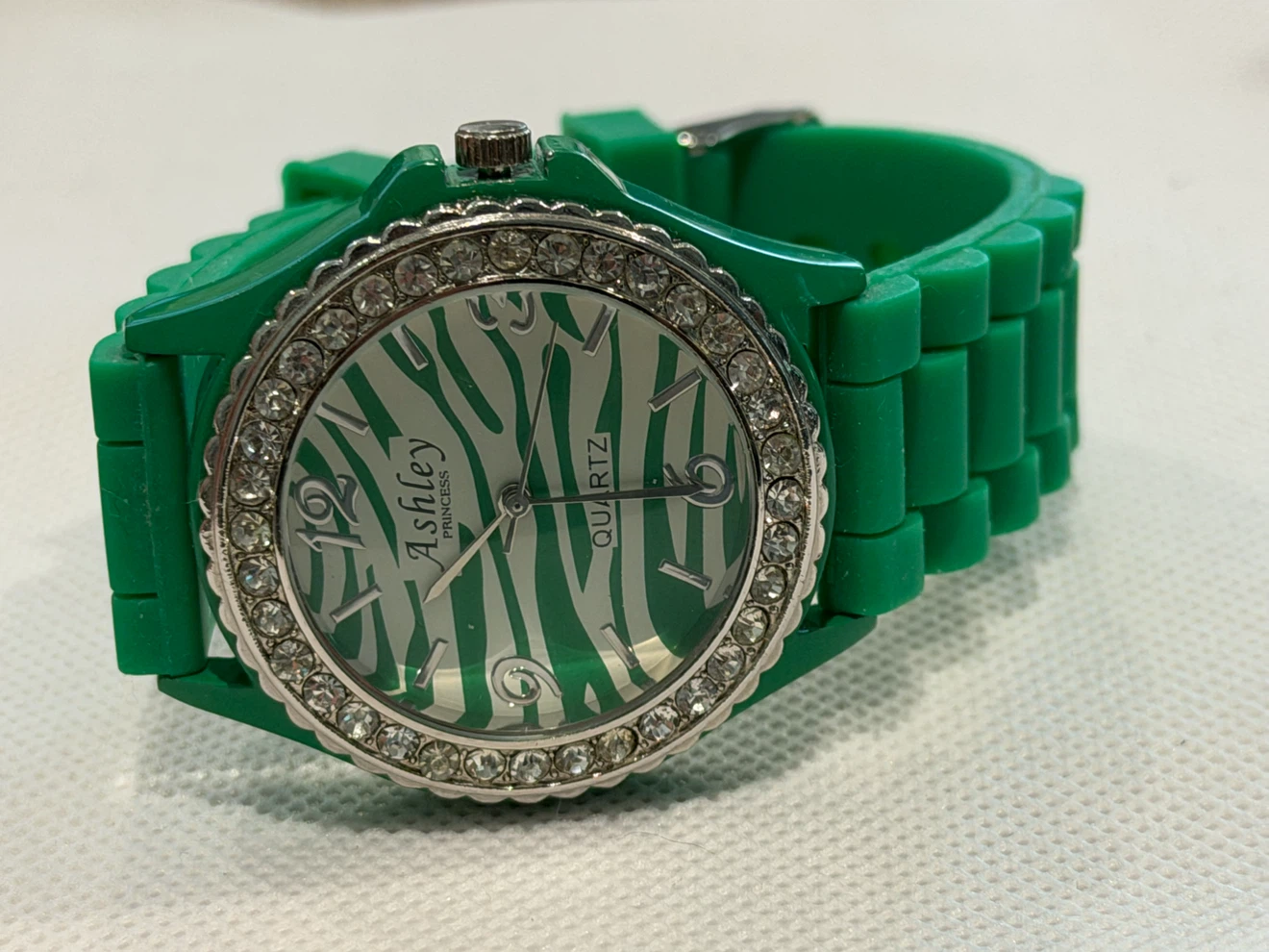Ashley Princess Green Zebra Print Quartz Watch