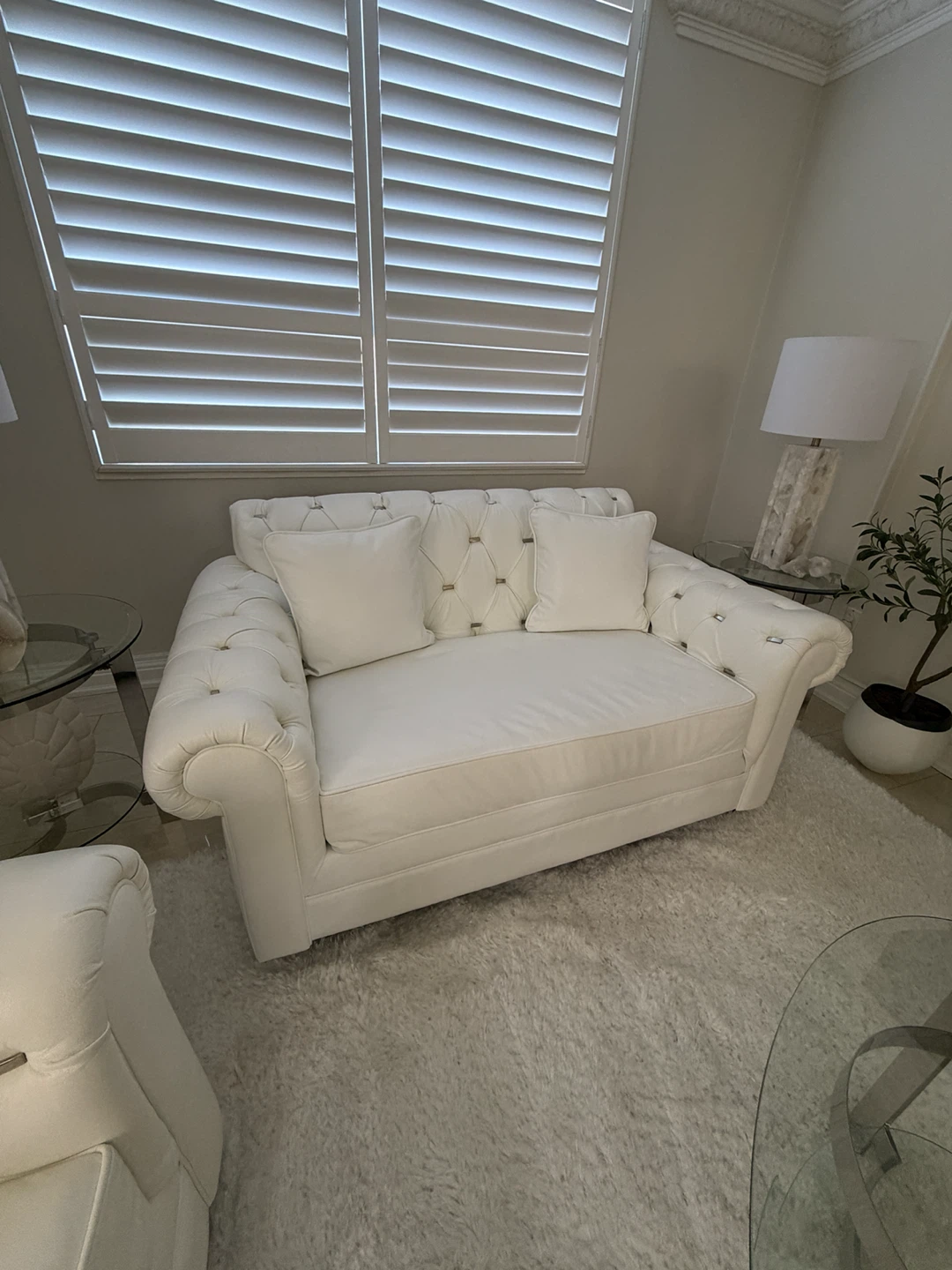 White Tufted Living Room Furniture Set - photo 2