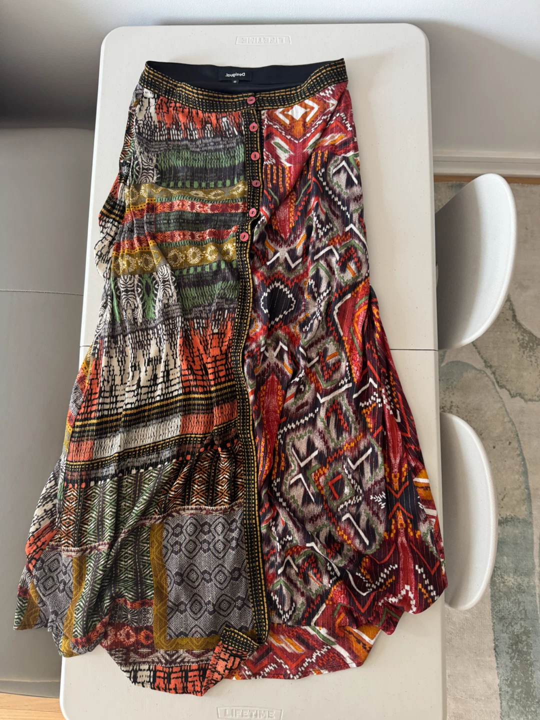 Desigual Boho Long Skirt lined flowy size 40 S/M/L