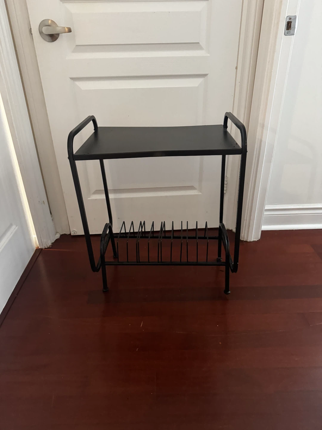 Black Metal Vinyl Record Stand and Side Table - photo 3