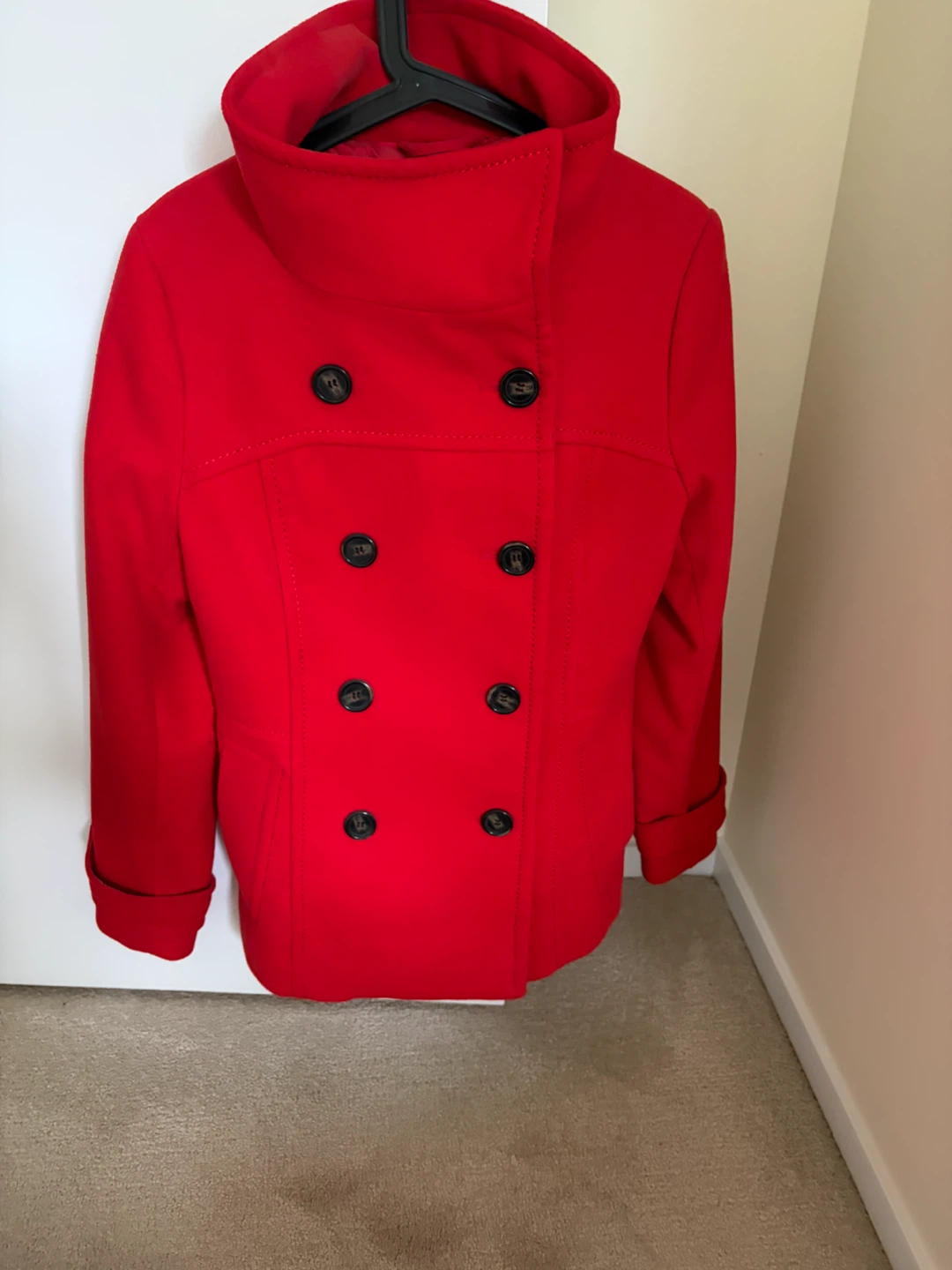 H&M Red Double-Breasted Peacoat