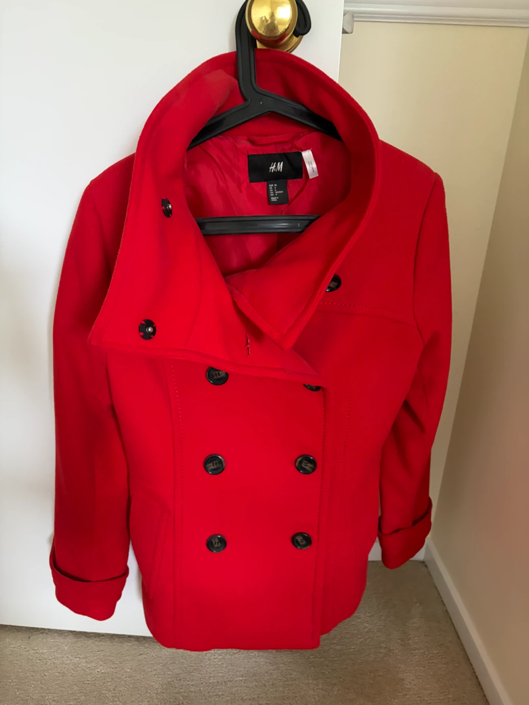 H&M Red Double-Breasted Peacoat - photo 2