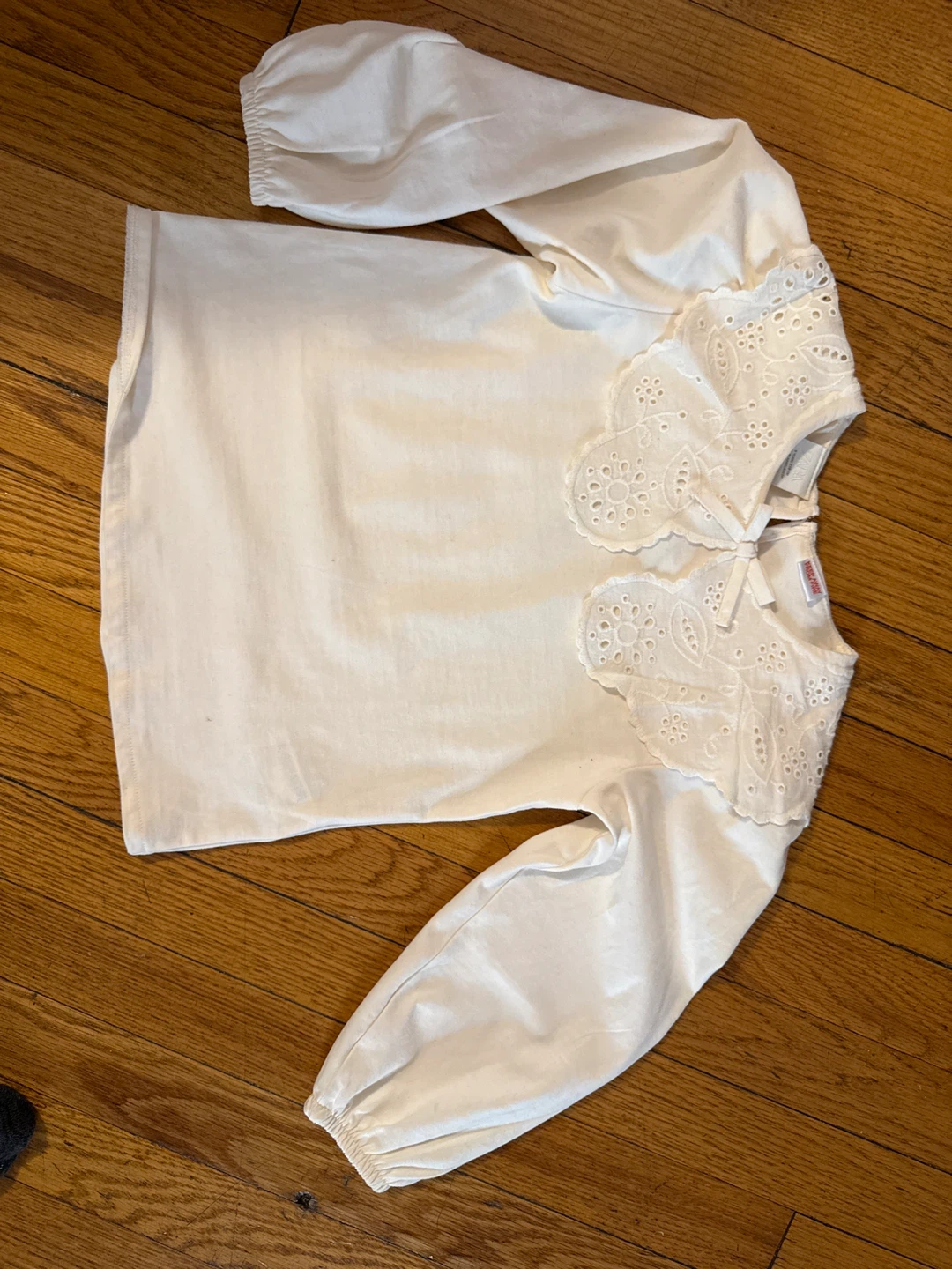 Zara Long Sleeve Eyelet Collar Top - photo 2