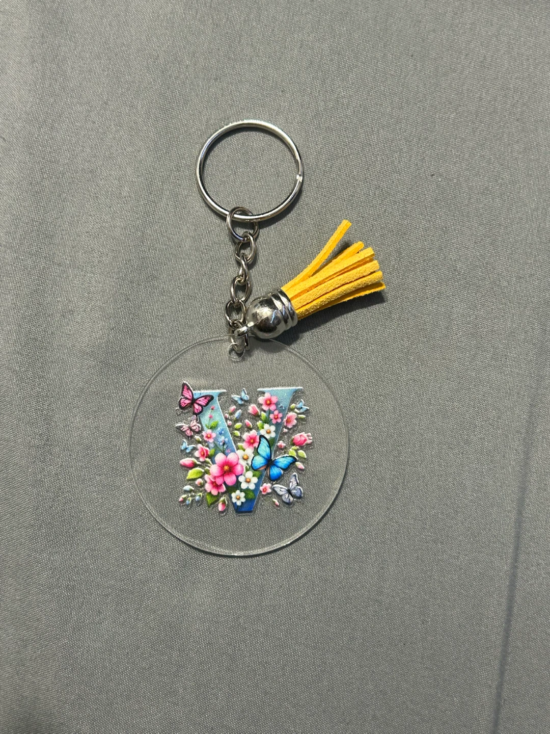 Floral Butterfly Letter Keychain