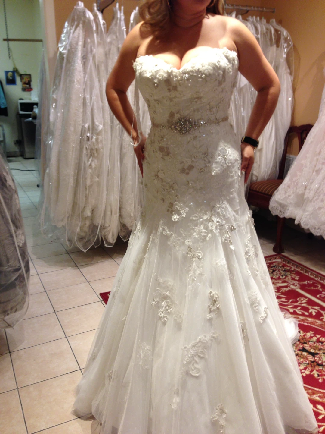 White Floral Lace Wedding Dress - photo 5