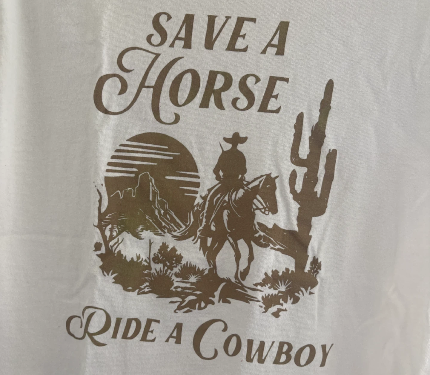 Save a Horse Ride a Cowboy Graphic T-Shirt- Ladies M
