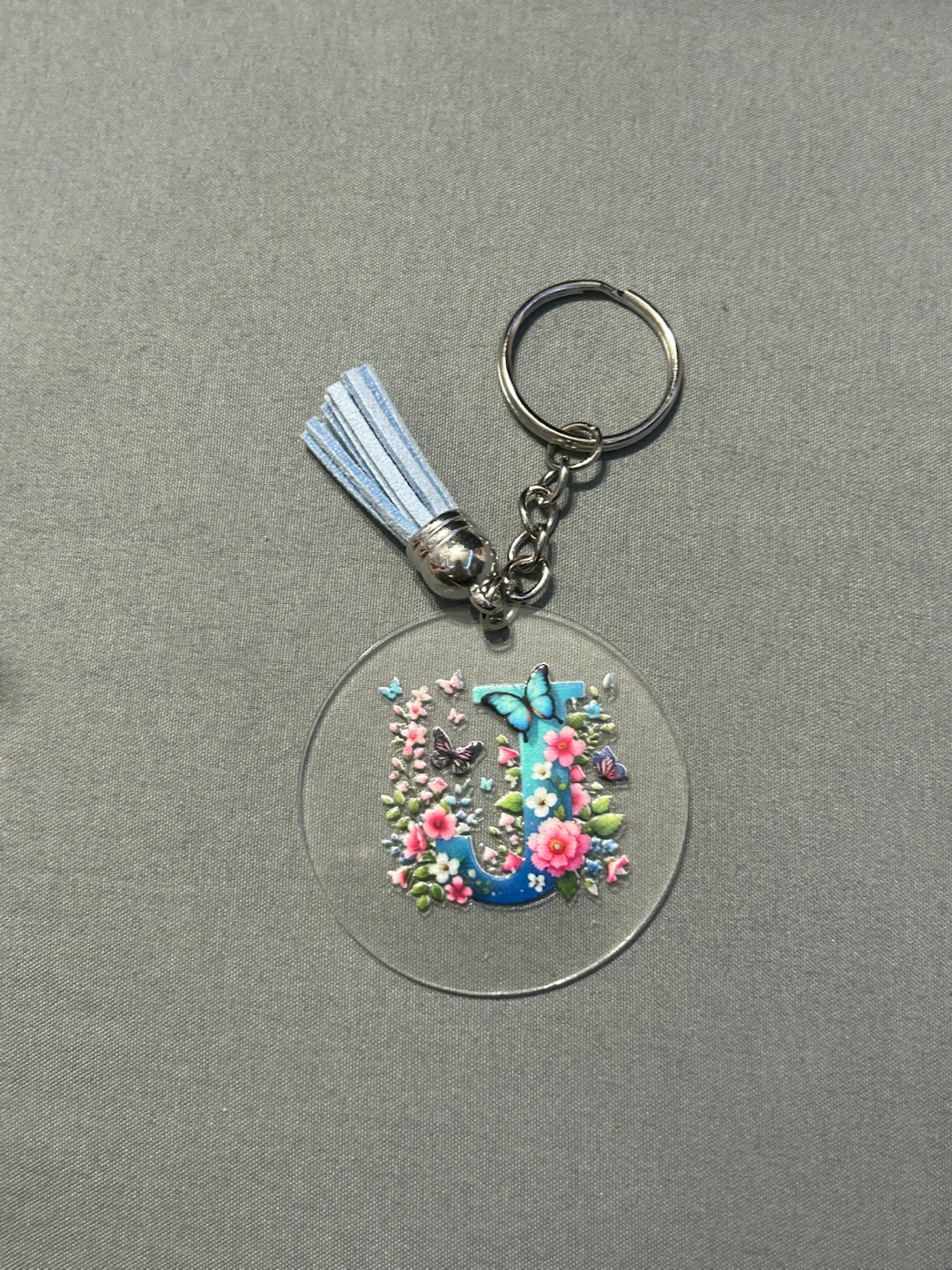 Floral Initial Acrylic Keychain with Tassel - photo 2