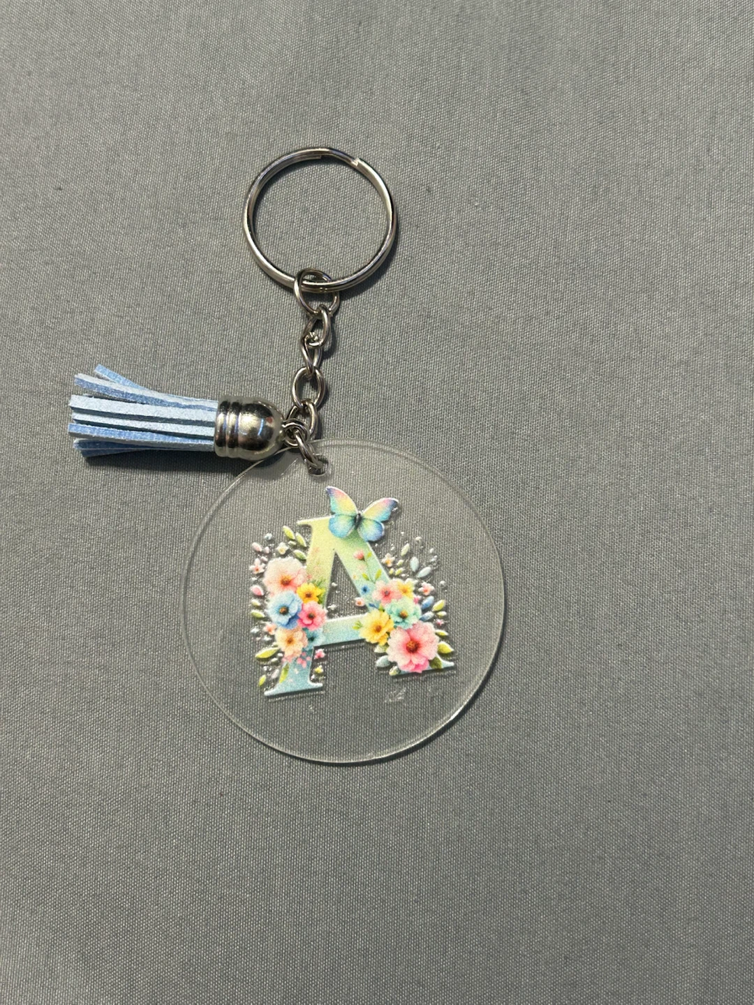 Floral Initial Acrylic Keychain with Tassel - photo 5