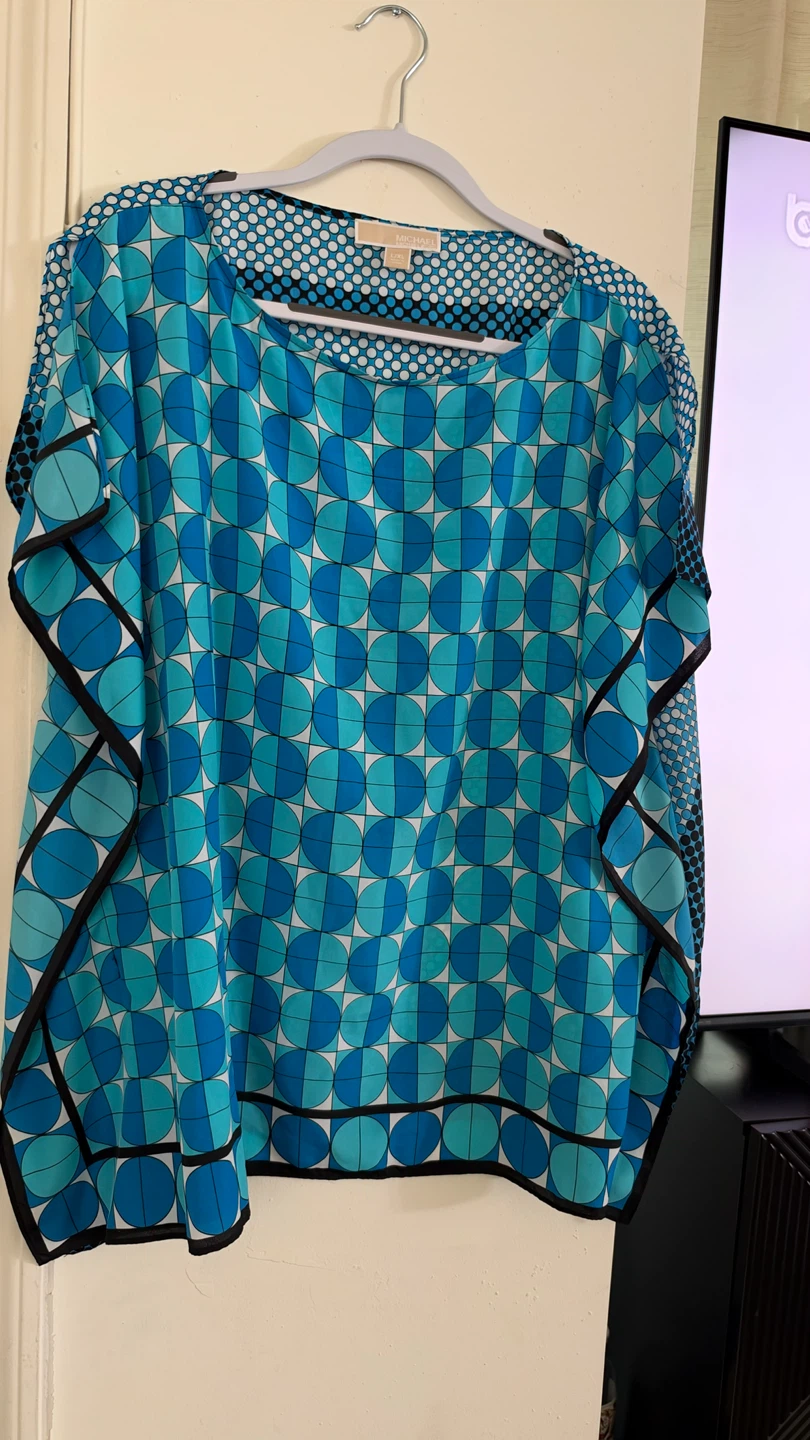Michael Kors Blue Patterned Tunic Top