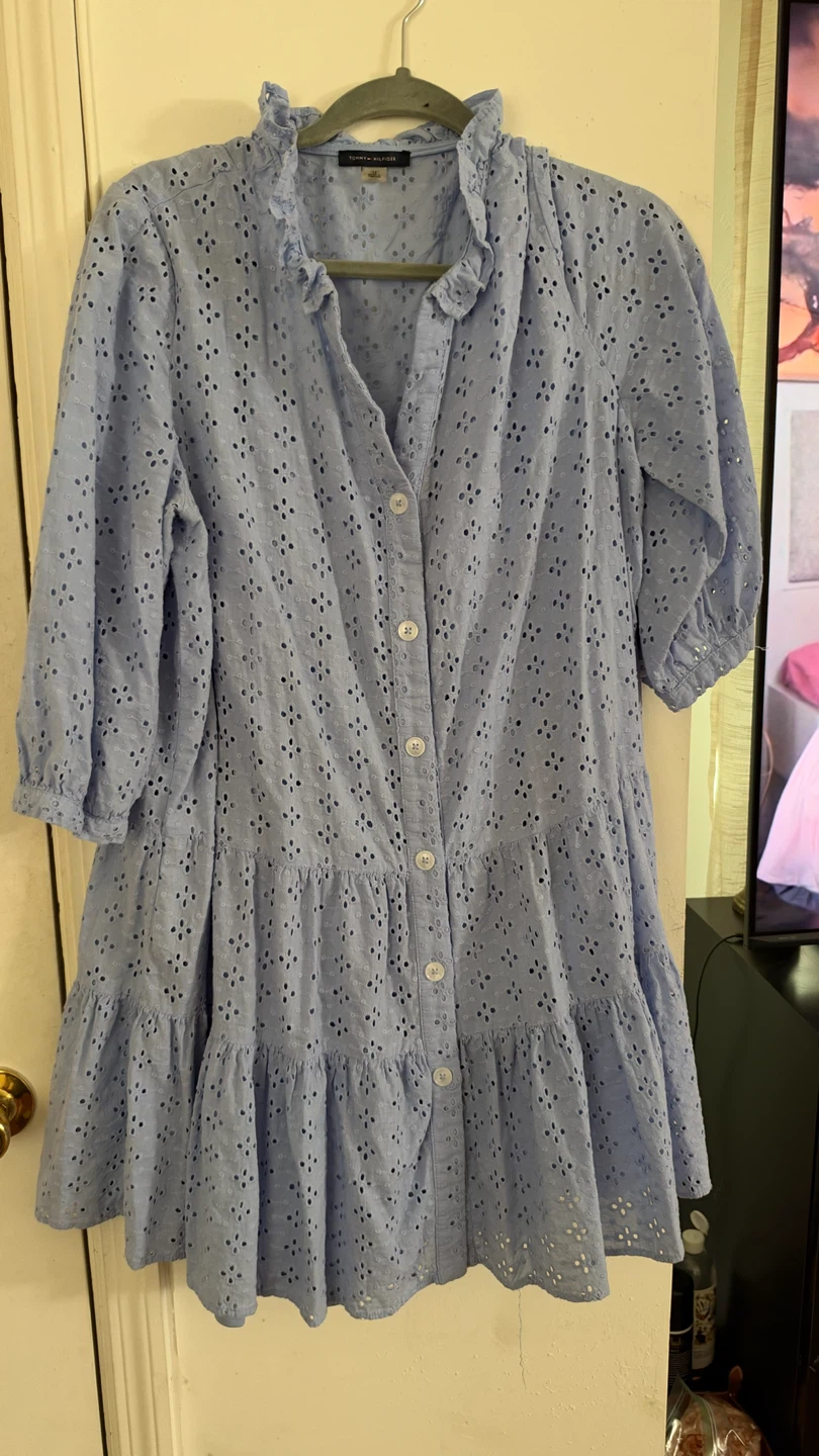 Tommy Hilfiger Light Blue Eyelet Dress