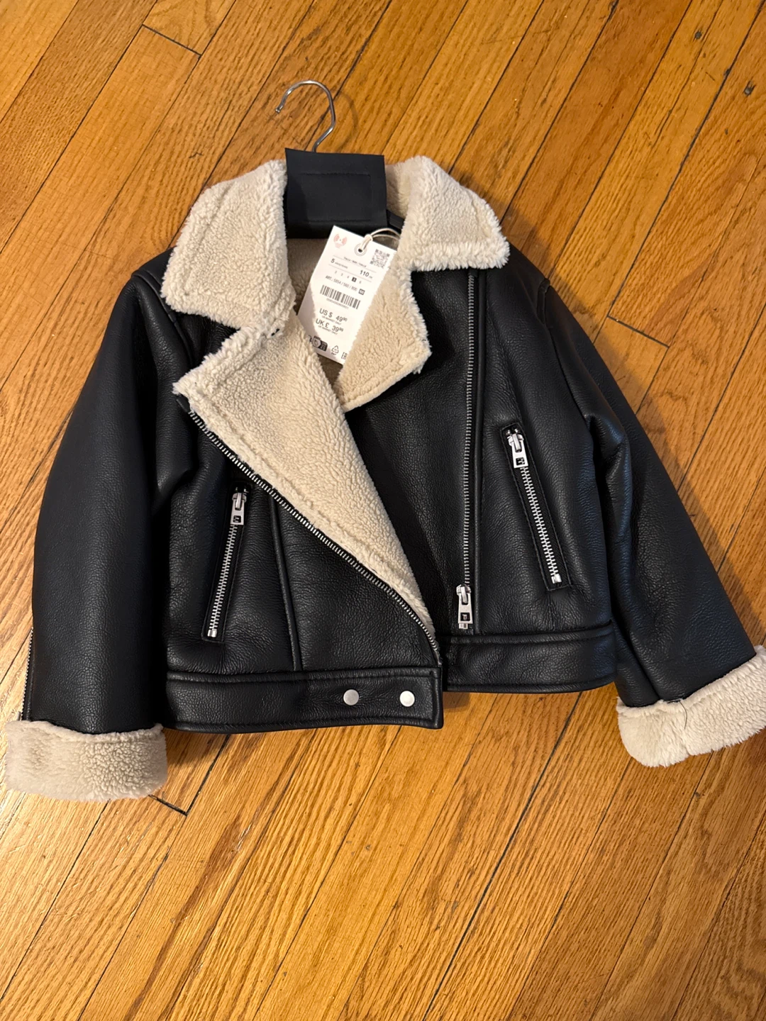 Zara Faux Leather Sherpa Lined Moto Jacket Size 5 - photo 3