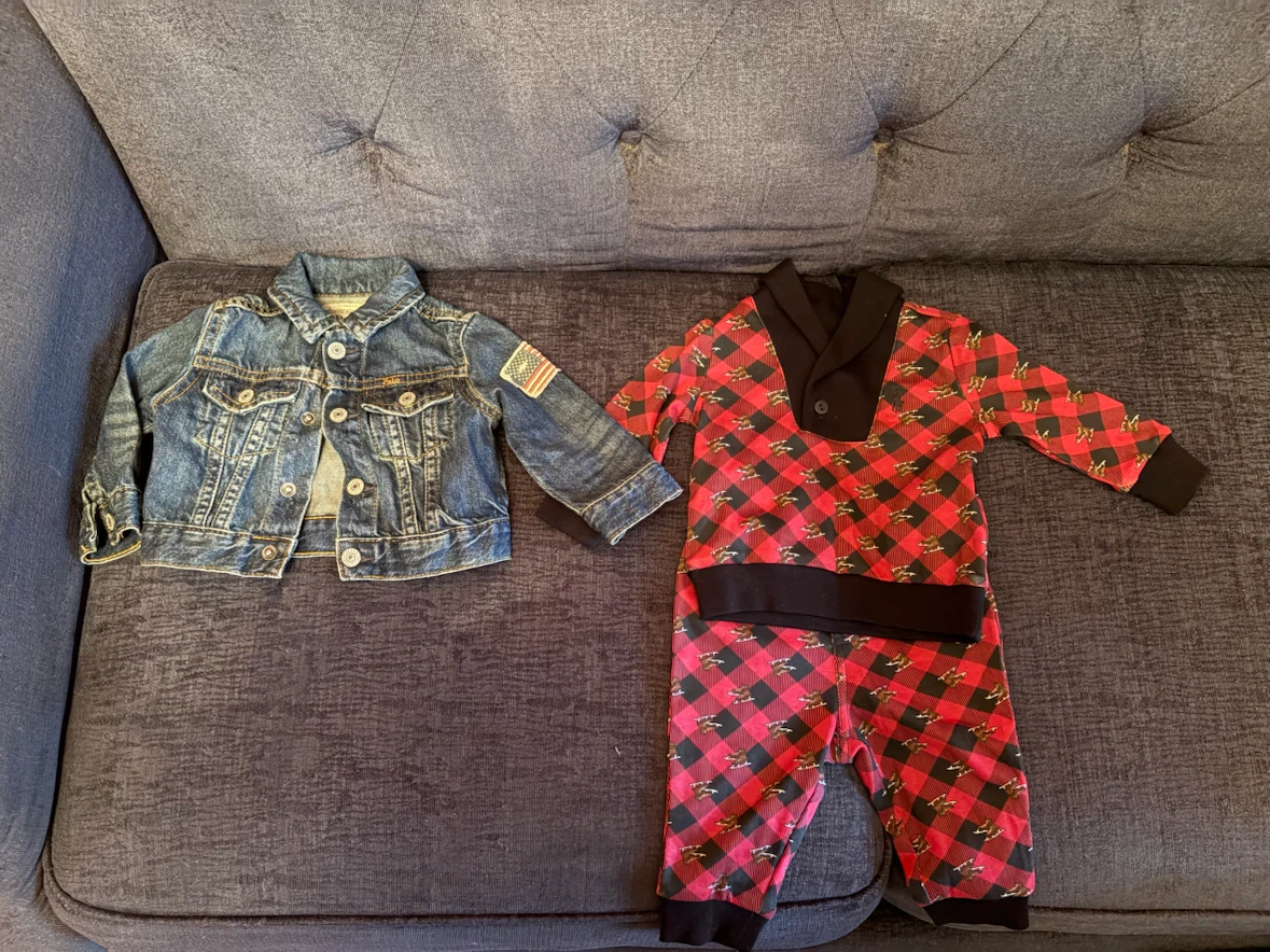 Polo Ralph Lauren Baby Denim Jacket and Plaid Set