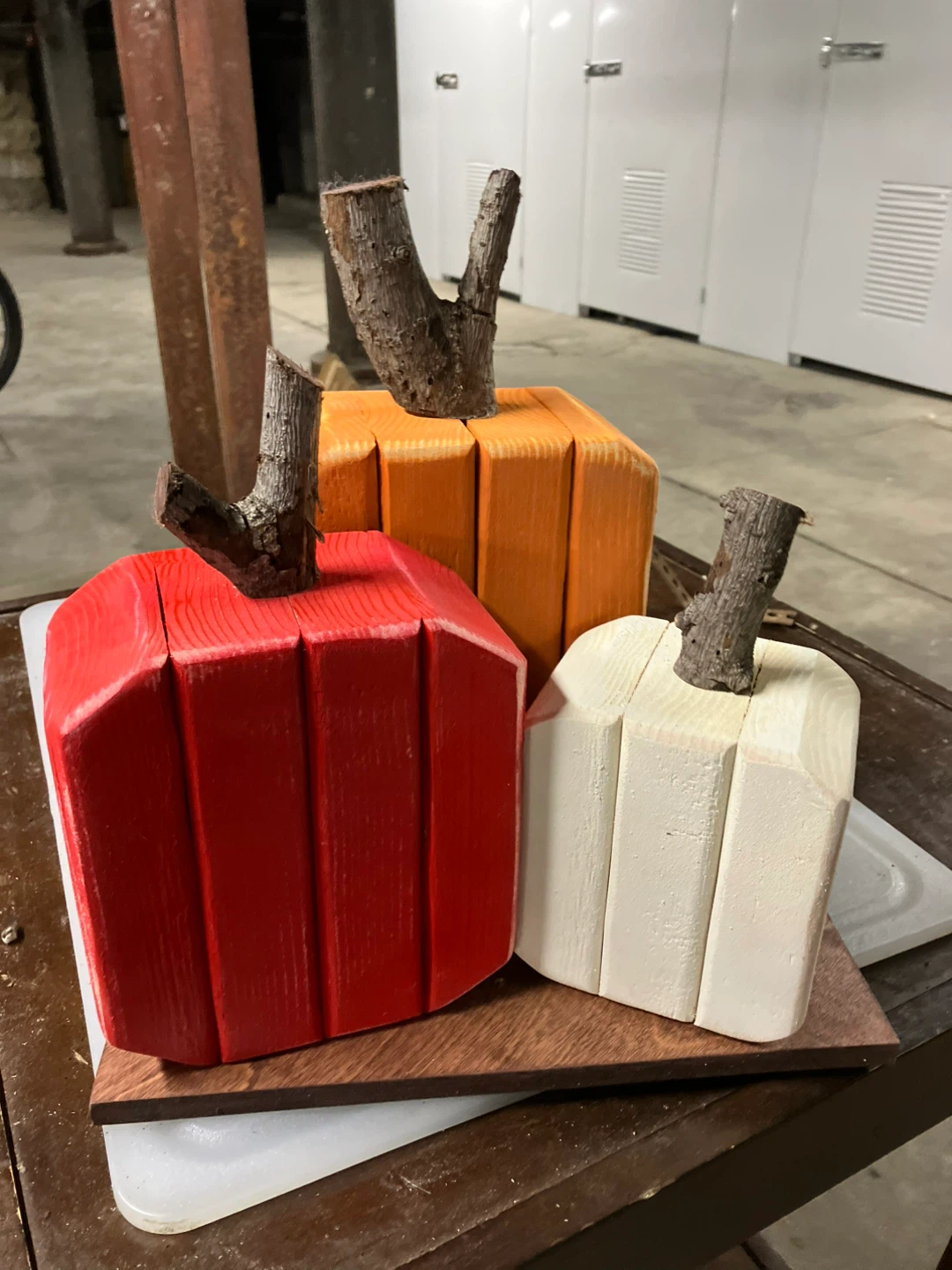 Set of 3 Handmade Decorative Wooden Pumpkins