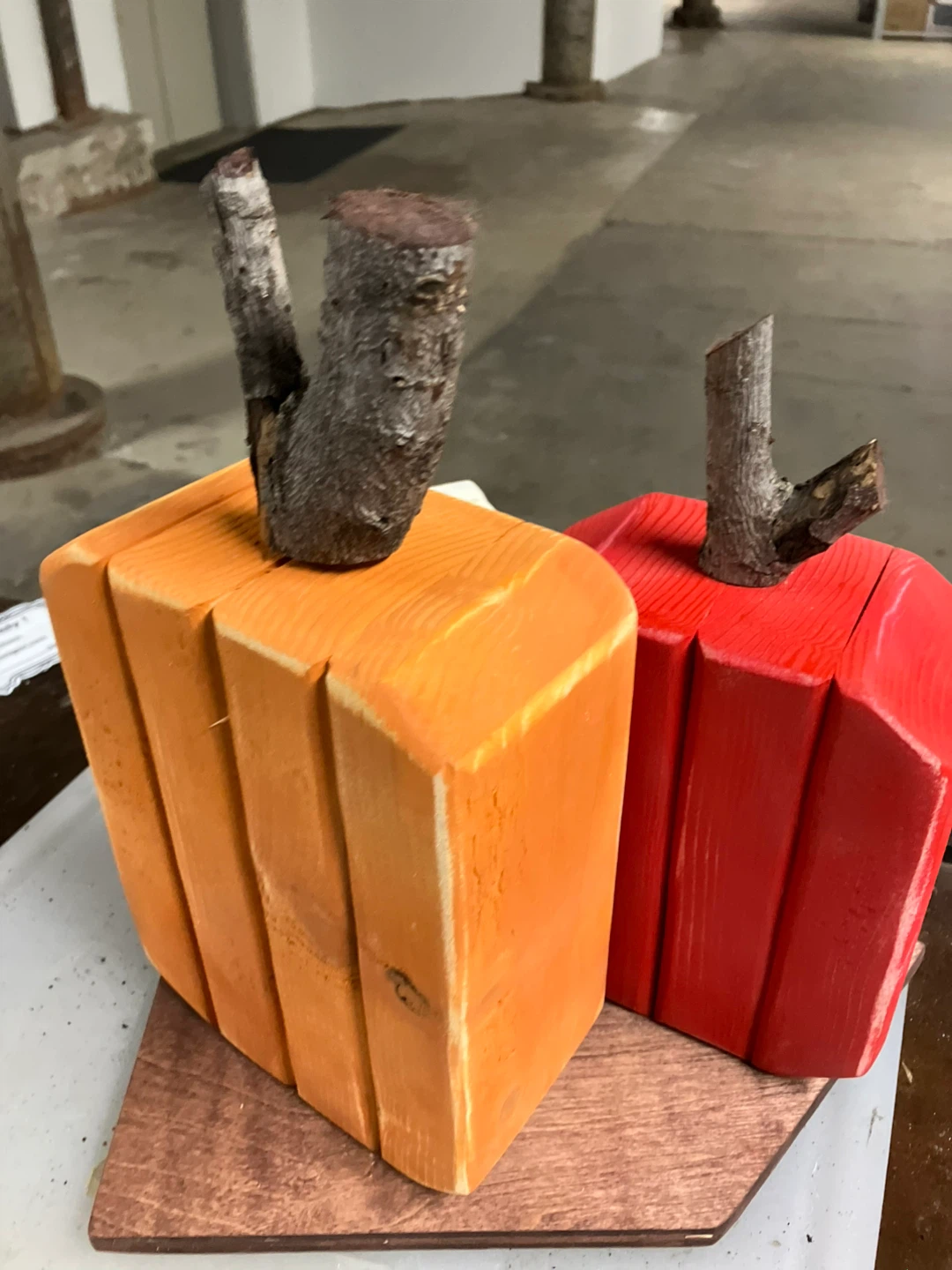 Set of 3 Handmade Decorative Wooden Pumpkins - photo 2