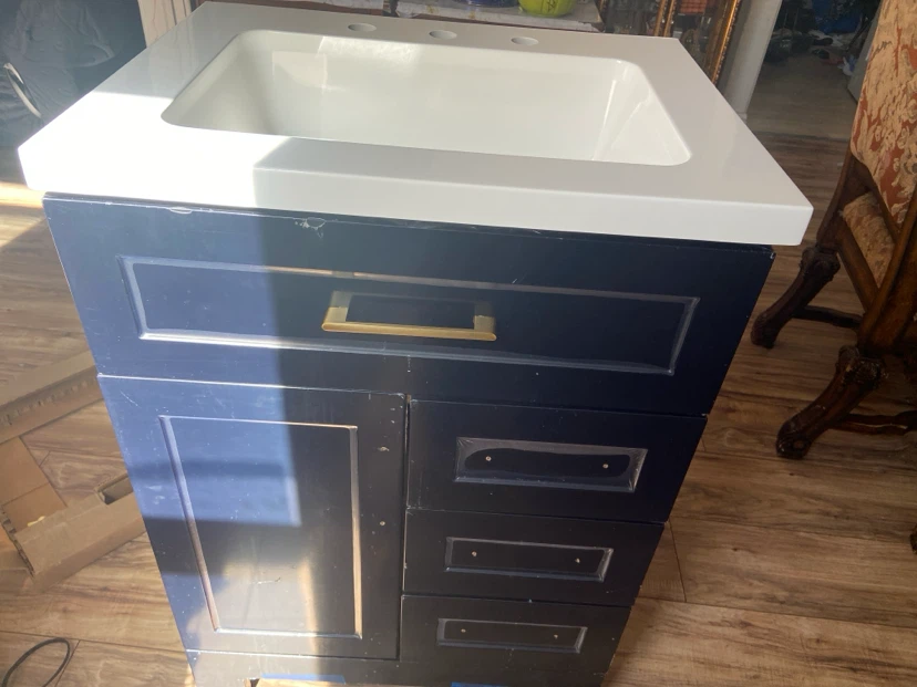 Navy Blue Bathroom Vanity Cabinet with Sink