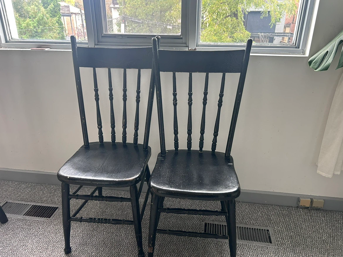 Black vintage dining chairs, solid hardwood - photo 3