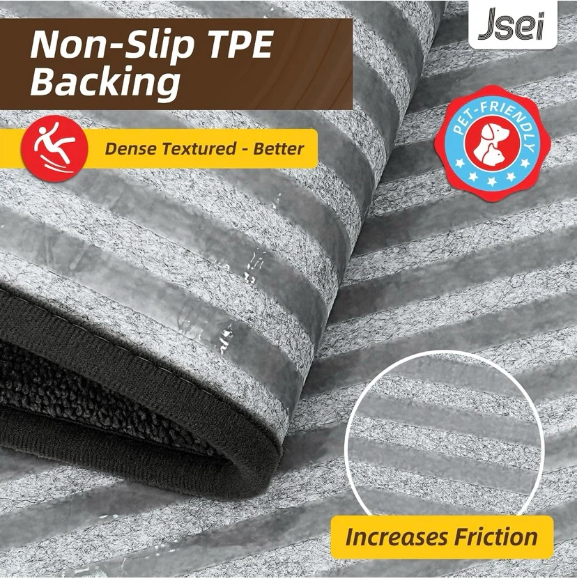 New 2pc Non-Slip Bathroom Rugs Black - photo 3