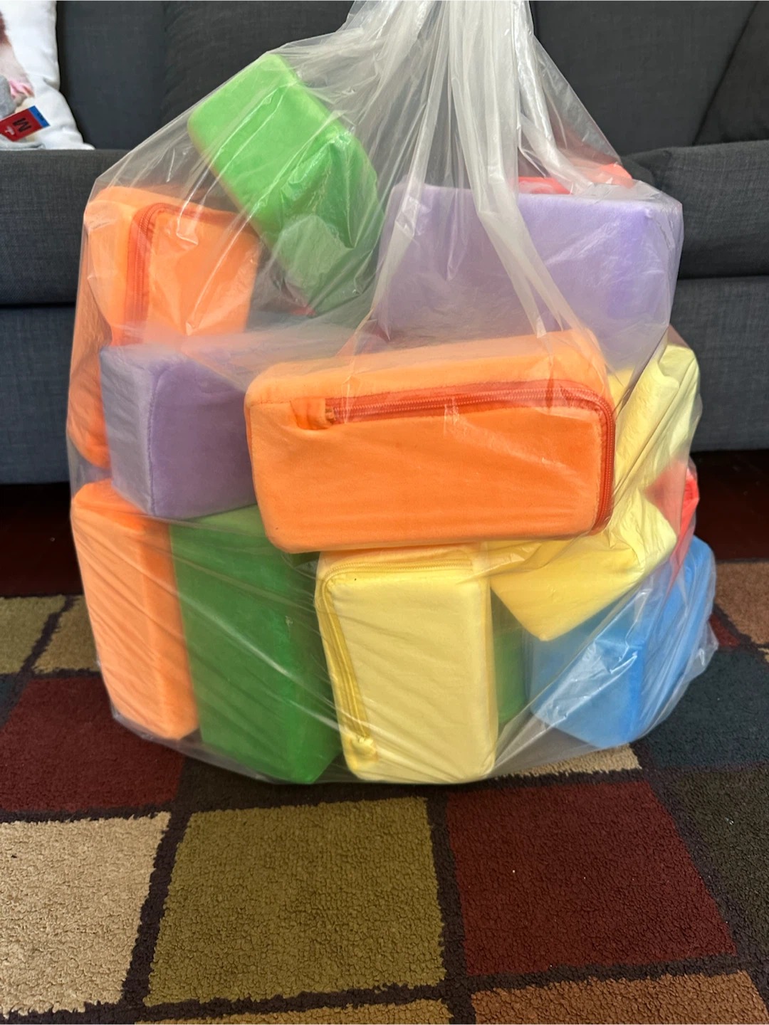 Set of Multi-Coloured Plush Blocks