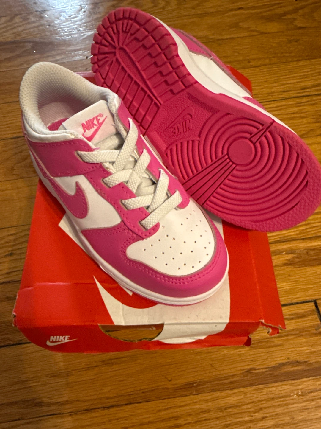 Nike Dunk Low (TDE) - White/Laser Fuchsia, Size 9c - photo 2
