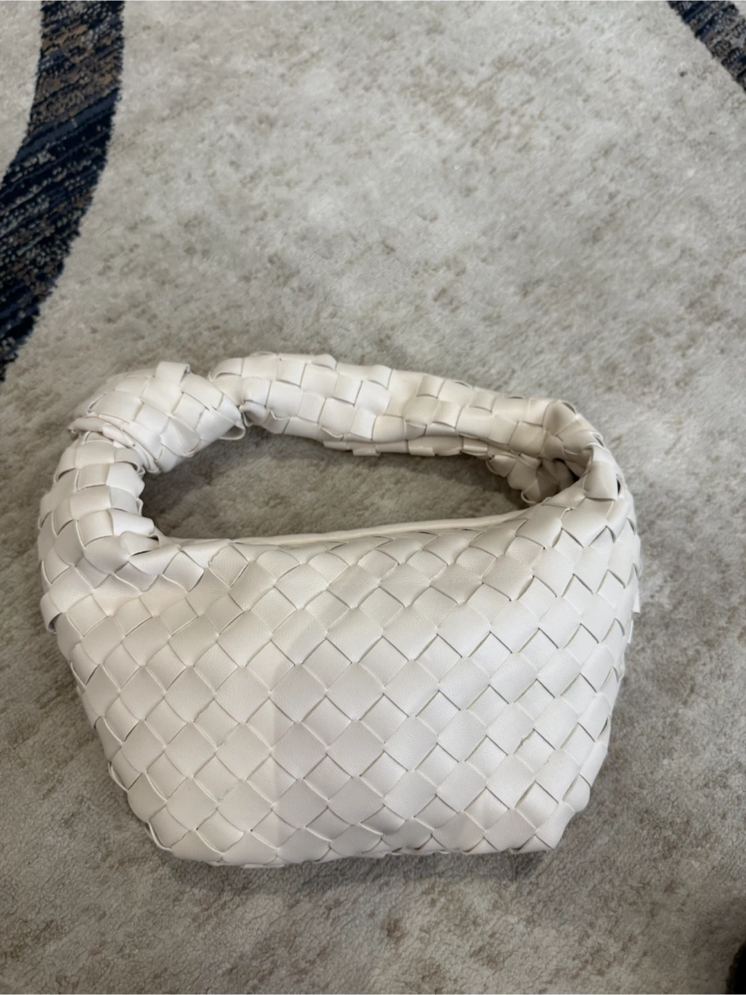 Bottega Veneta Inspired White Intrecciato Shoulder Bag