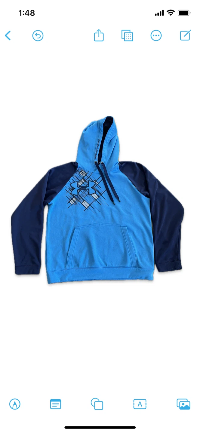 Under Armour Blue Hoodie with graphic logo on front left