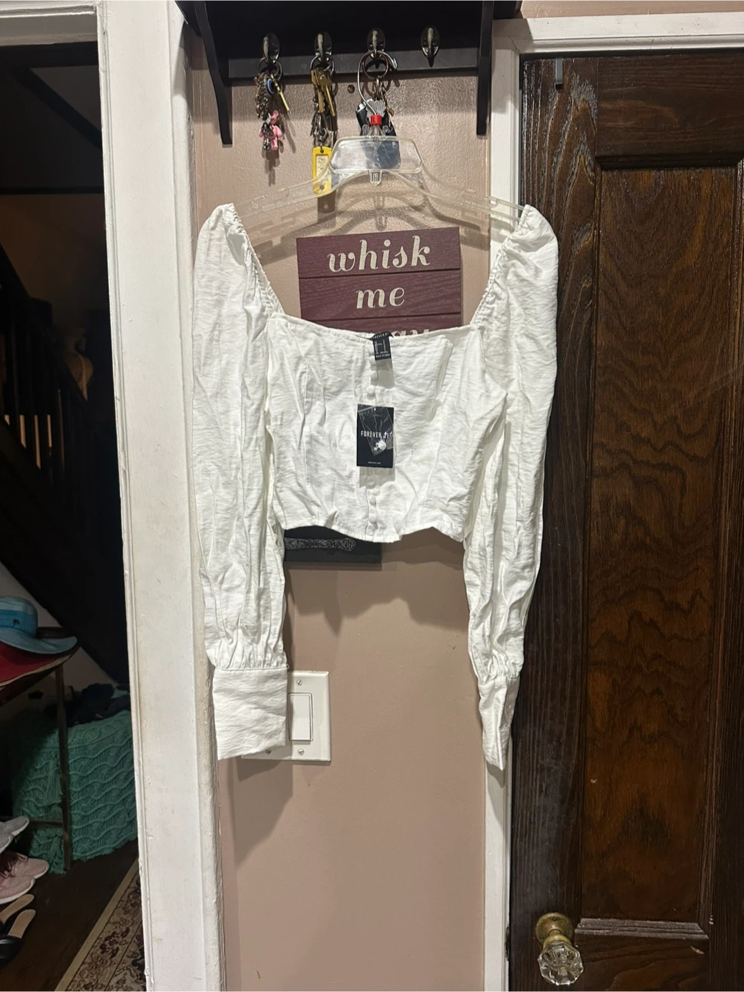 Forever 21 White Long Sleeve Blouse Size S