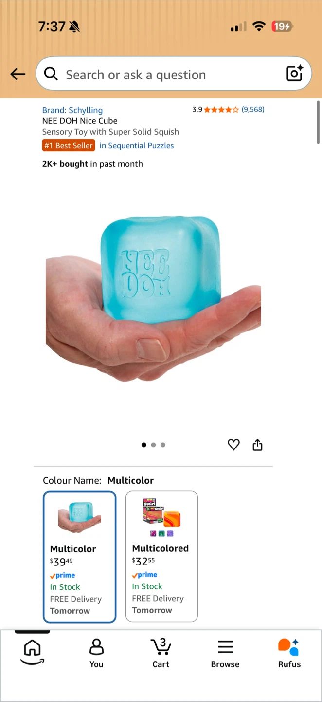 Brand New Authentic Schylling Nee Doh Nice Cube Sensory Toy