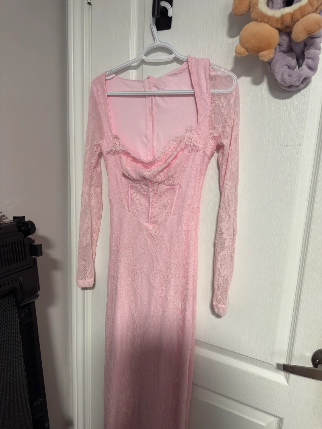 Light Pink Lace Long Sleeve Maxi Dress - photo 3
