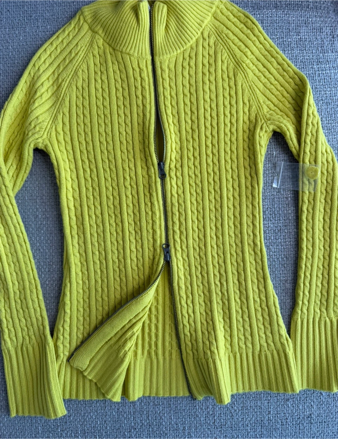 Free People Lime Green Cable Knit Zip Up Sweater Medium BNWOT - photo 5