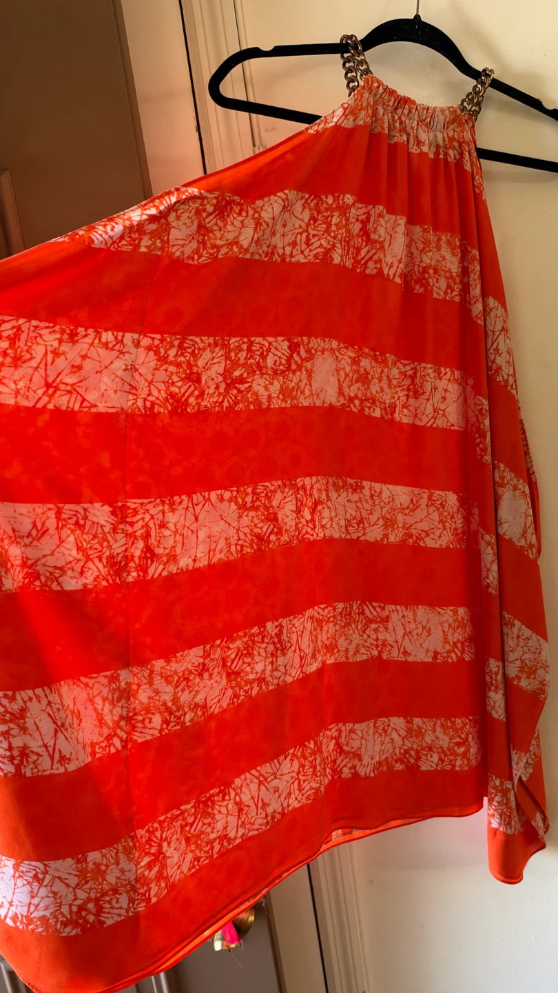 Michael Kors Orange Print Halter Dress Size L - photo 3