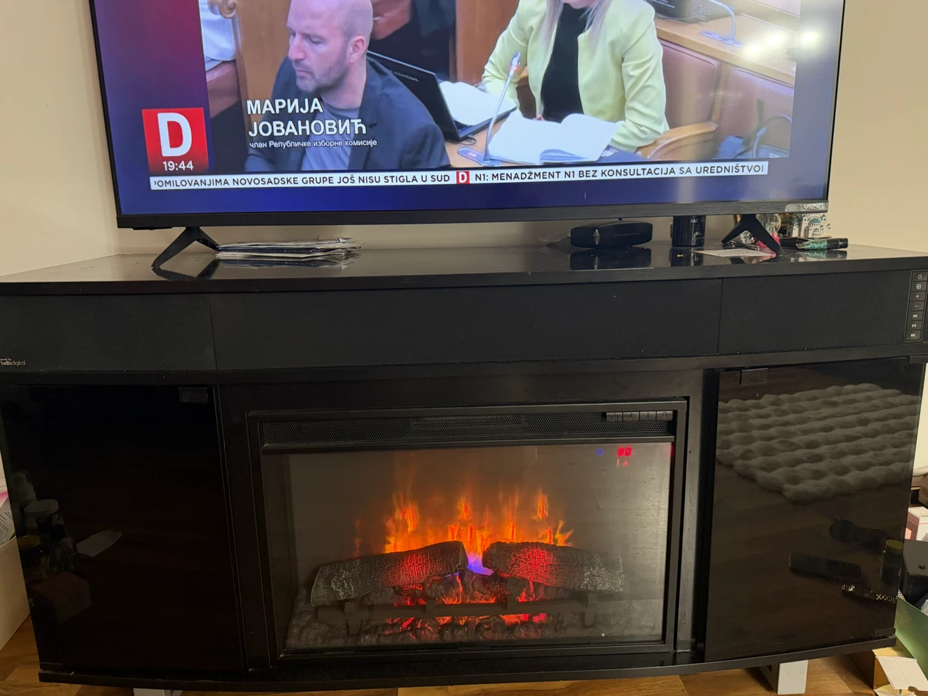 Black Electric Fireplace TV Stand