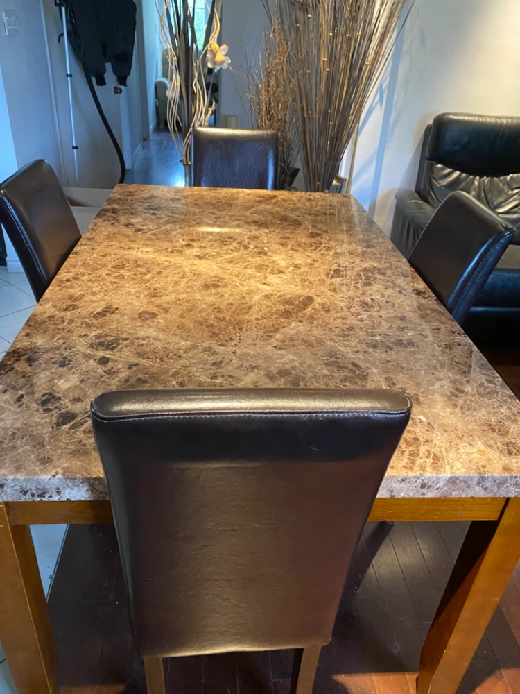Faux Marble Top Dining Table with 4 Chairs