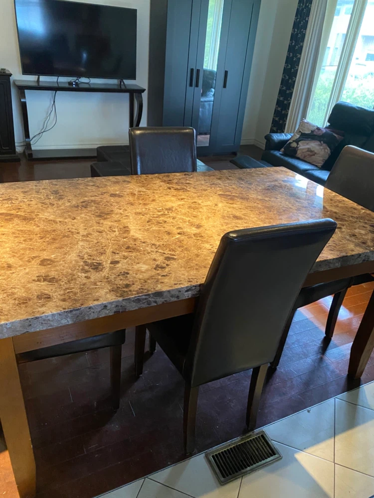 Faux Marble Top Dining Table with 4 Chairs - photo 2