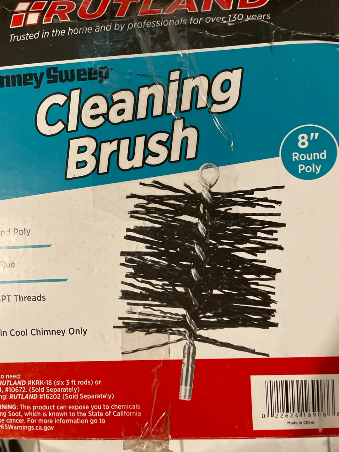 Rutland 8" Round Poly Chimney Sweep Cleaning Brush