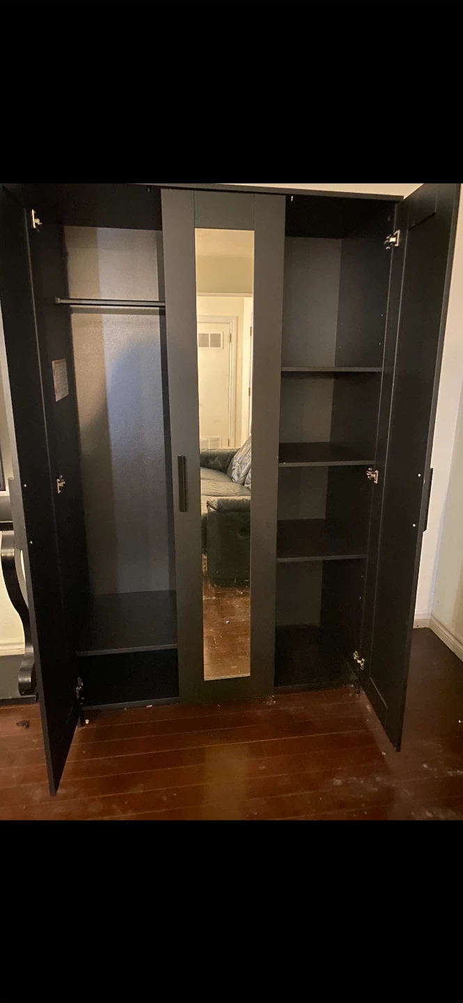 Black Wardrobe with Mirror